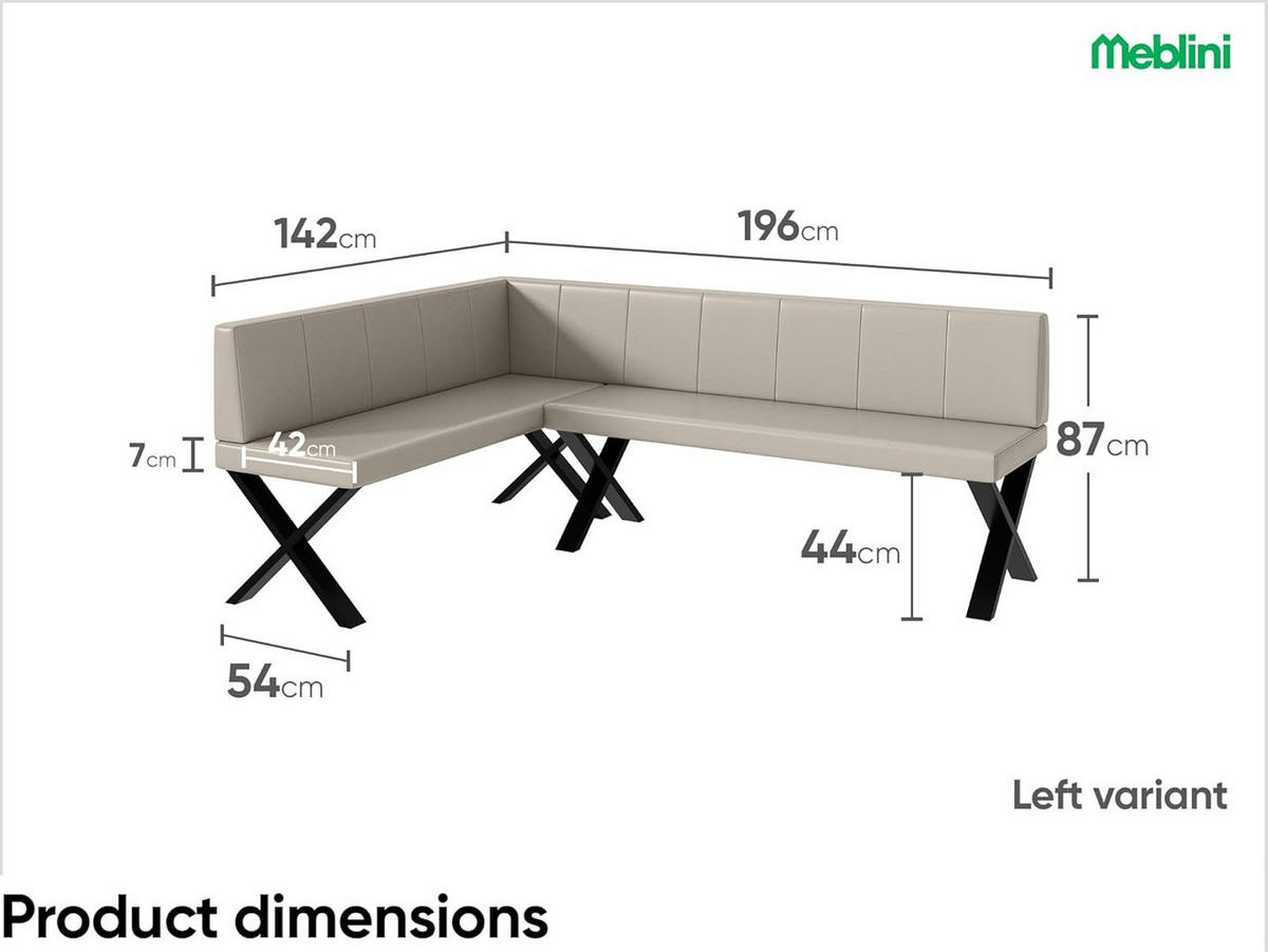 ECKBANK PETER_X - Beige, Leder (142/196cm) - Meblini