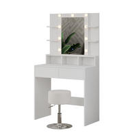 SCHMINKTISCH Taylor Weiß 80 cm mit LED Beleuchtung und Hocker - Weiß, Holzwerkstoff (80/146.5/40cm) - Vicco