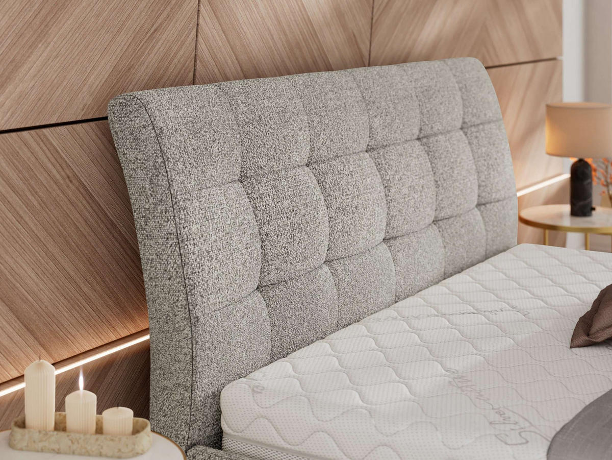 POLSTERBETT GALA CLASSIC 180/200 - Hellgrau Strukture - Schaum-Matratze - Hellgrau, Textil (180/200cm) - MKS