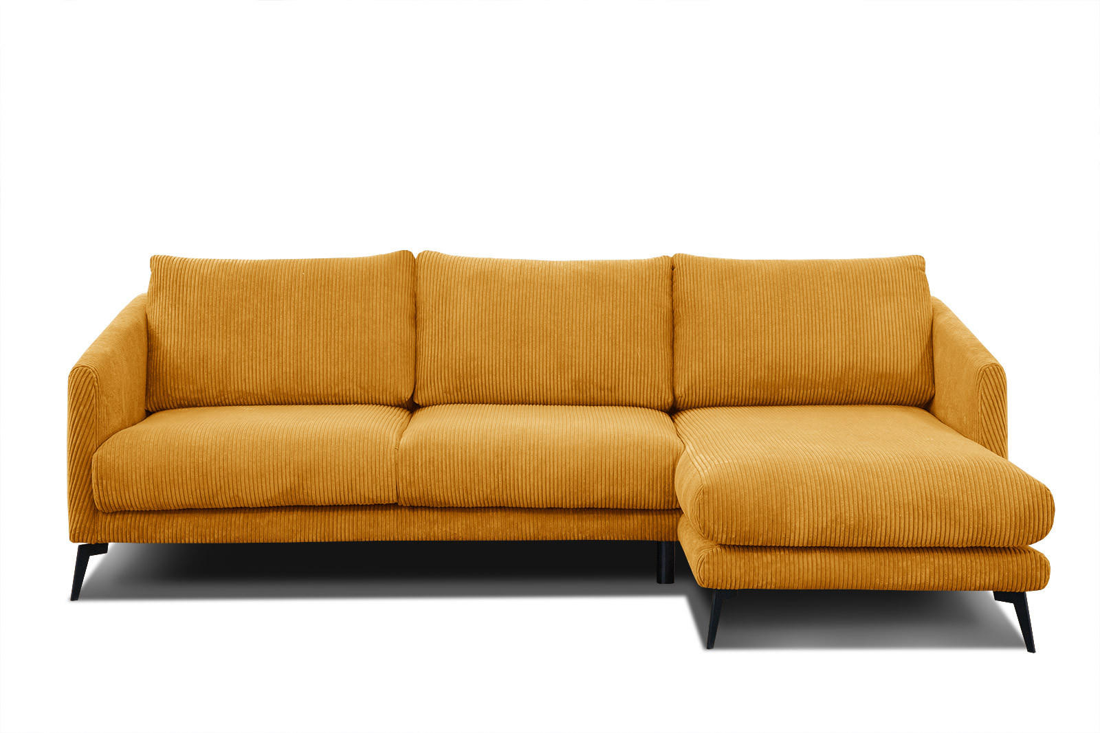 ECKSOFA VILT 4-Sitzer, honig - Schwarz/Honig, Holzwerkstoff/Textil (255/156cm) - Courtois Laville