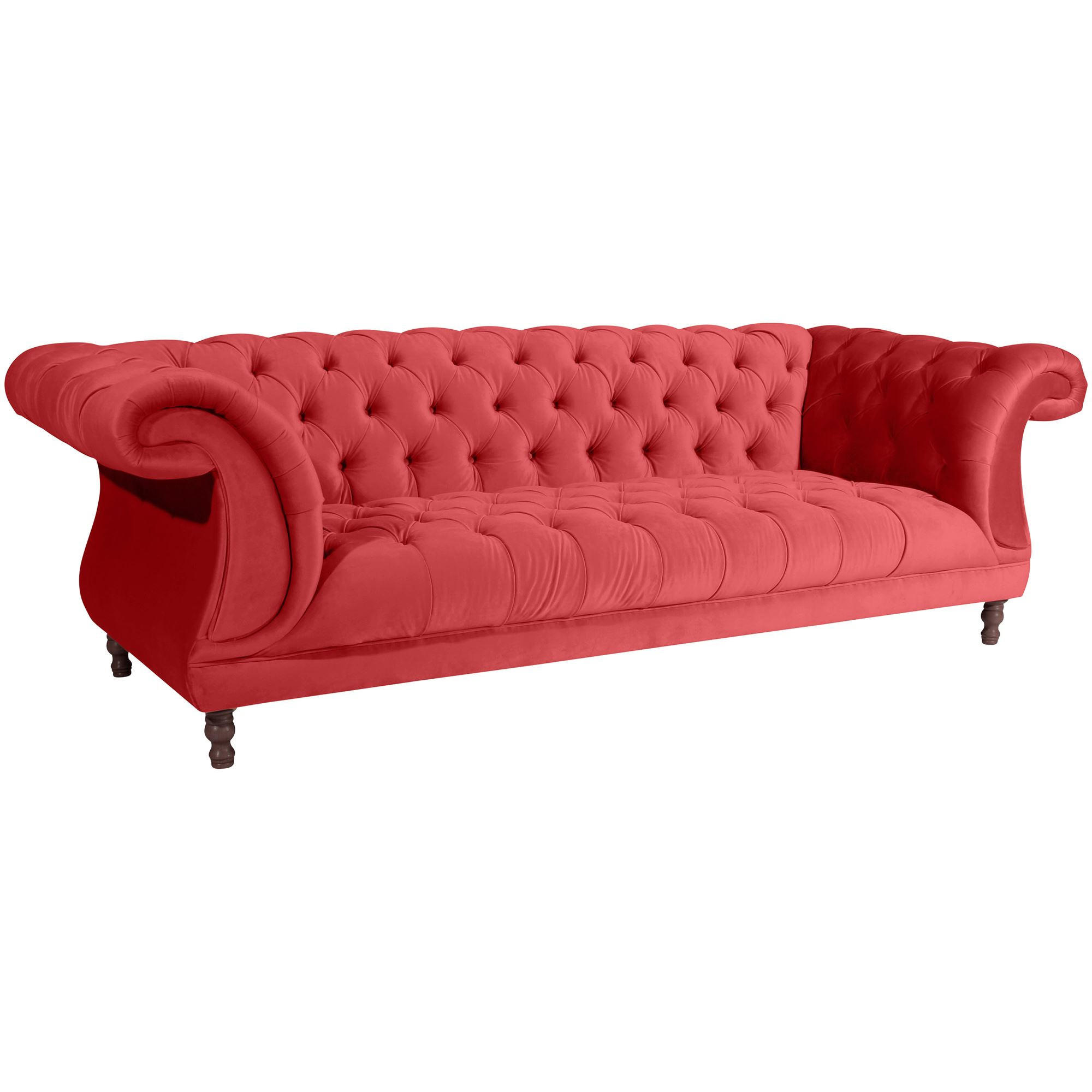CHESTERFIELD Sofa 3-Sitzer Kaylin Samtvelours rot - Rot, Kunststoff (253/80/100cm) - 58aufmkessel