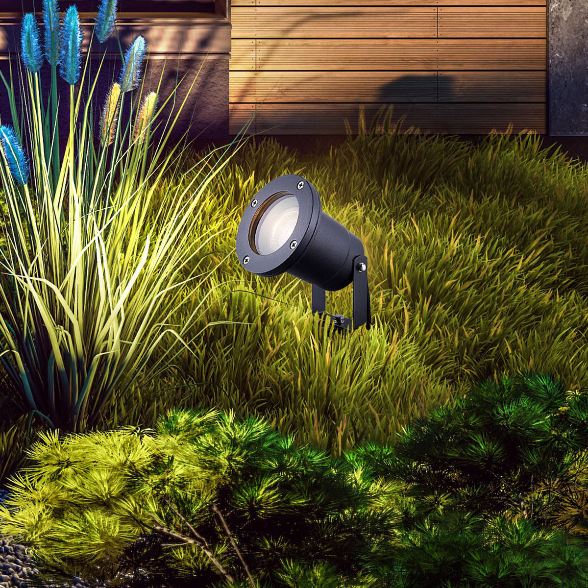 LED AUSSENLAMPE Style Schwarz Aluminium - Schwarz, Metall (9.8/9.8/32.5cm) - Globo Lighting