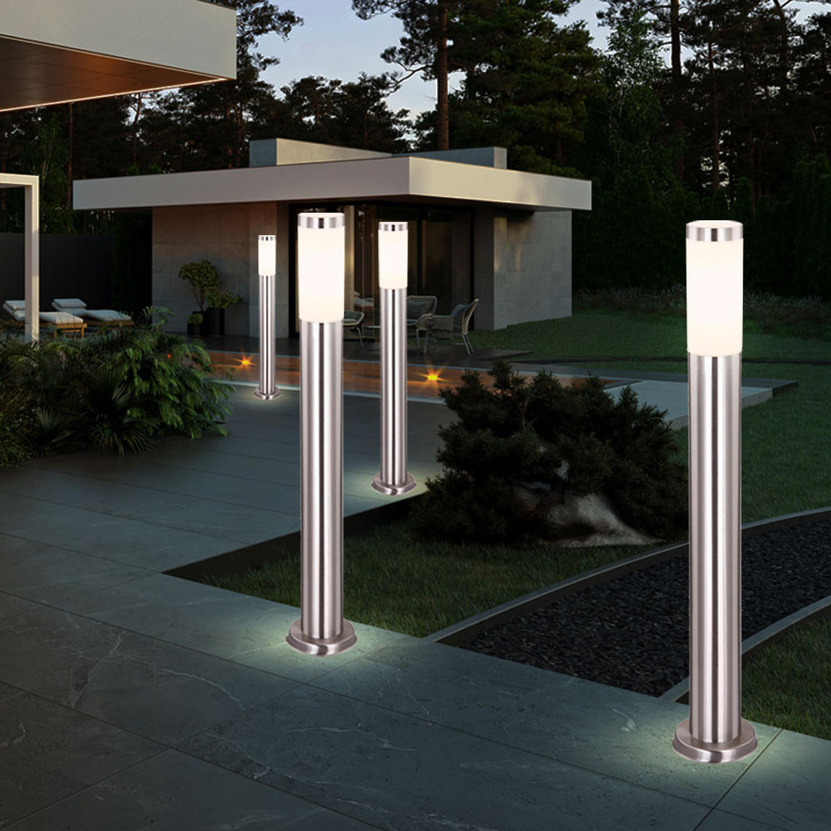 LED WEGELEUCHTE Edelstahl Silber - Silberfarben, Metall (12/12/80cm) - Globo Lighting