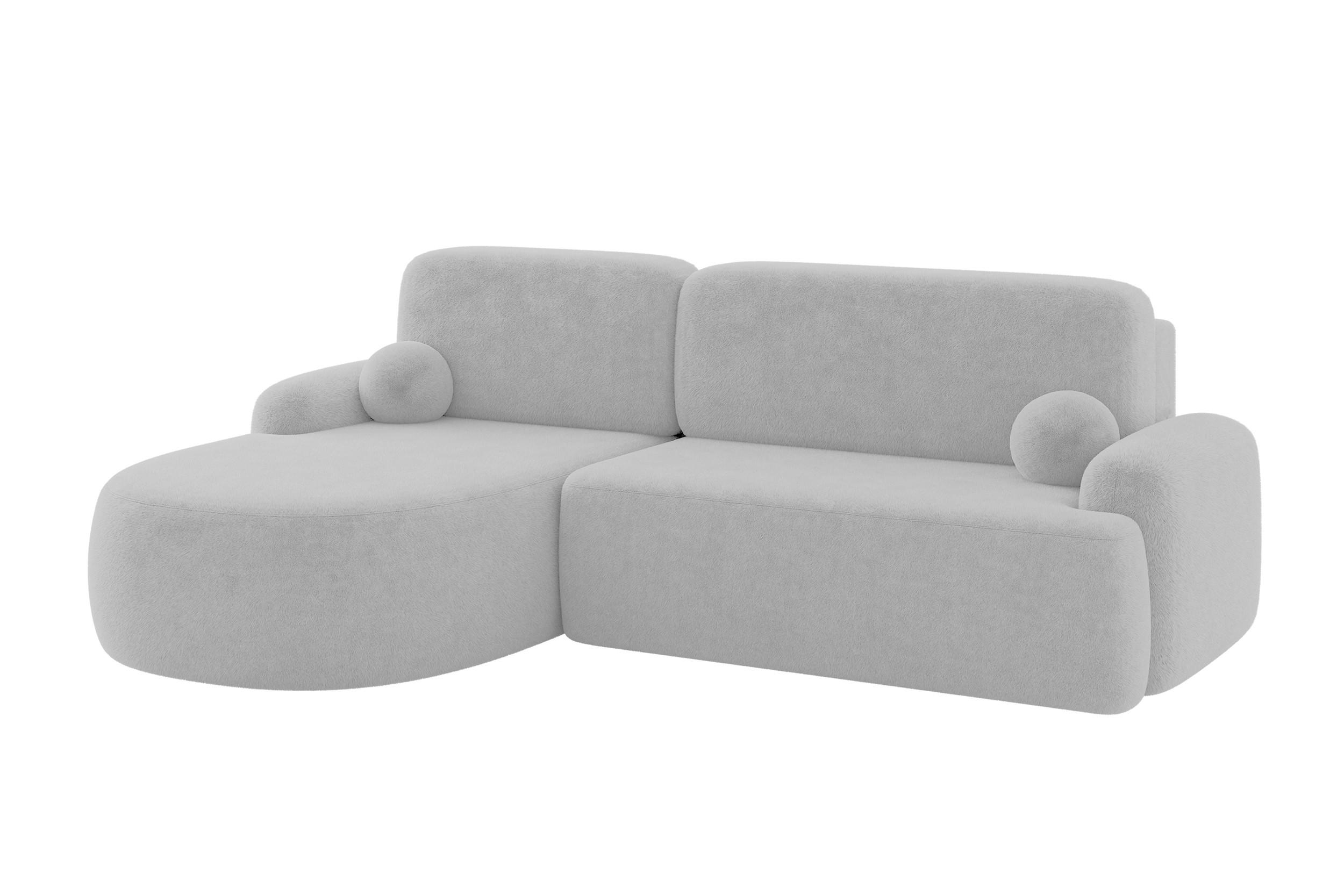 ECKSOFA mit Schlaffunktion und Bettkasten LIRA-L - 264x172x89 Hellgrau - Hellgrau, Holzwerkstoff/Textil (264/172cm) - ALTDECOR