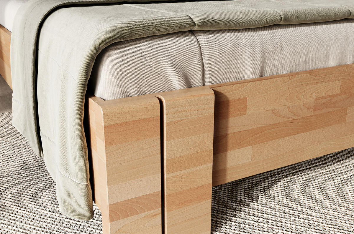 MASSIVHOLZBETT Arhus, Buche - lackiert, Naturfarben, 160x200 - Buchefarben, Holz/Buchenholz (160/200cm) - Visby