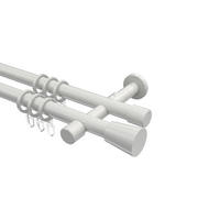 GARDINENSTANGEN-SET Prestige Sitra 360 cm (geteilt in 2 x 180 cm), 2-läufig, 20 mm Ø Weiß - Weiß, Metall (360cm) - INTERDECO