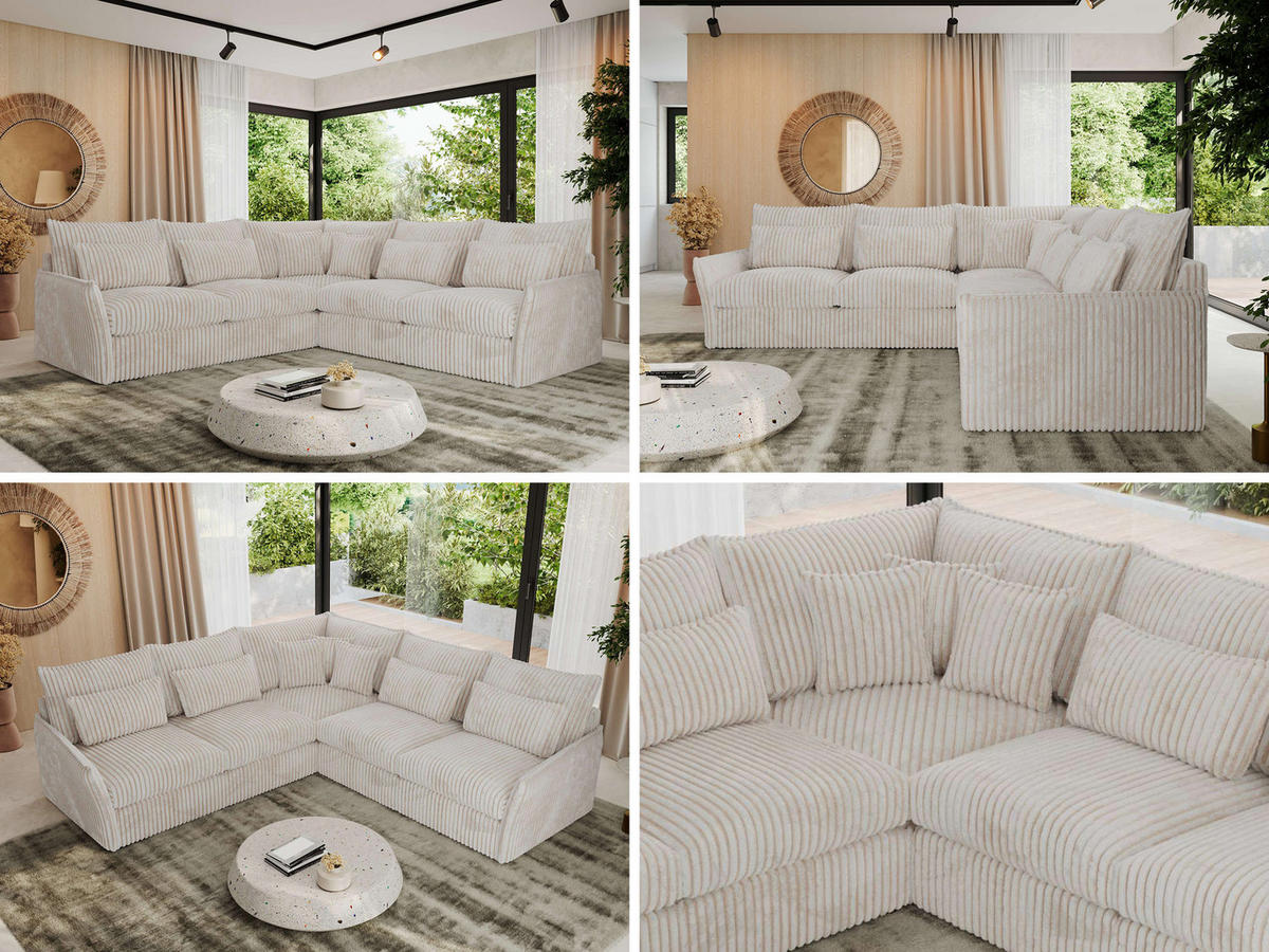 ECKSOFA VERSO L Beige Cord - Beige/Schwarz, Kunststoff/Textil (270/270cm) - MKS
