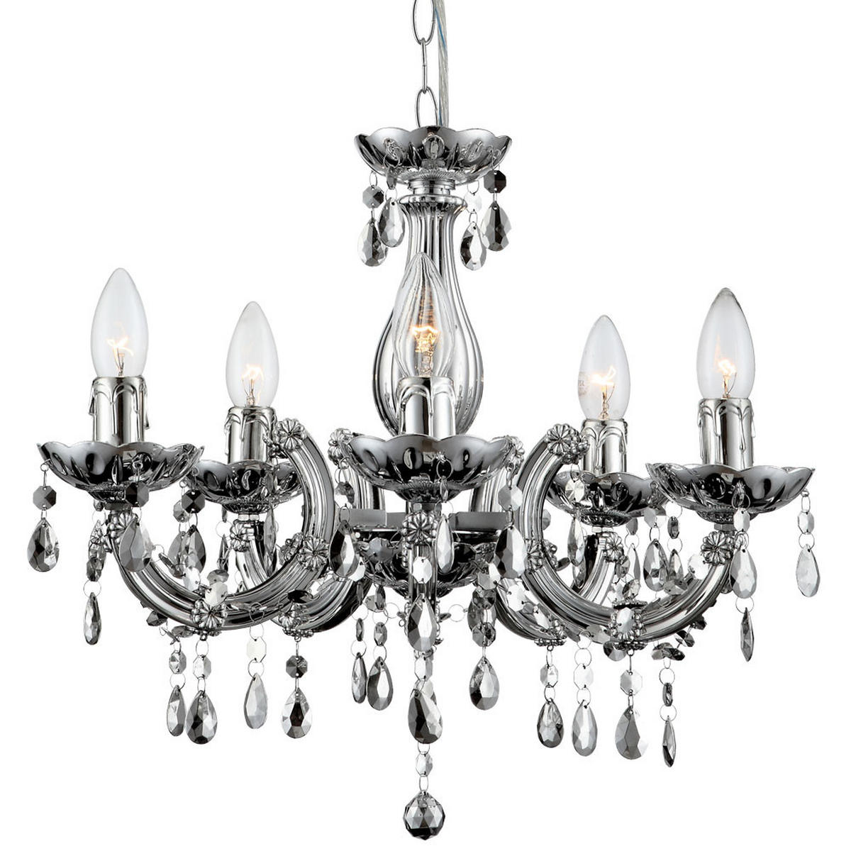 KRONLEUCHTER CUIMBRA II Silber Kristalloptik - Silberfarben, Metall (44/44/128cm) - Globo Lighting