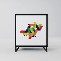 SIDEBOARD FUTURE SIGN, Schwarz, 57,5x42x67,5 cm, Schwarze Metall-Rahmenfüße - Multicolor/Schwarz, Holzwerkstoff/Metall (57.5/67.5/42cm) - SpaceRebels