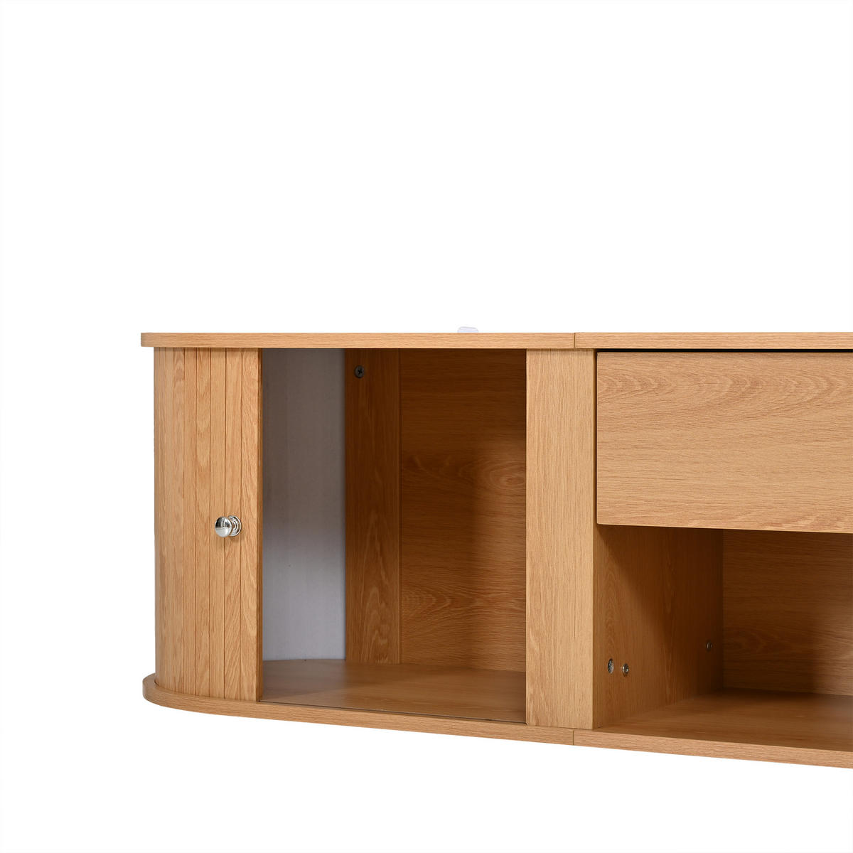 TV-SCHRANK 180x40x40cm Holzfarbe mit 2 Rollo-Türen - Naturfarben, Holzwerkstoff (180/40/40cm) - FLIEKS
