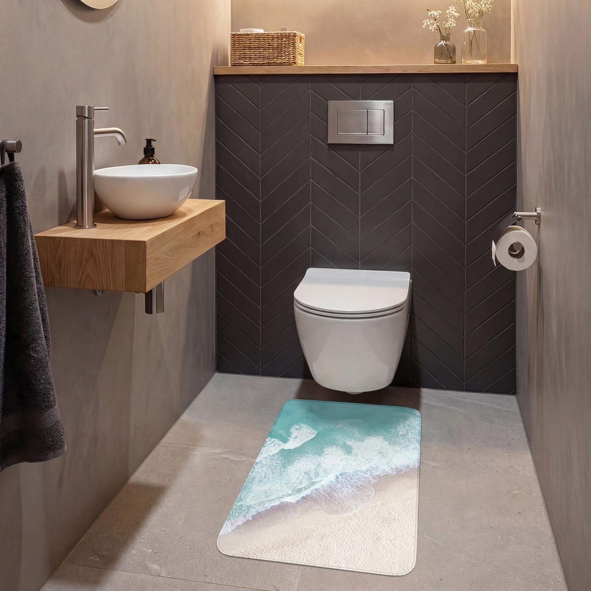 WC PŘEDLOŽKA Pláž - Moře - Příroda - Léto 50x80 cm - tyrkysová, textil/plast (50/1cm) - OnlyWow