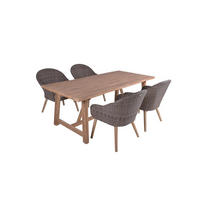 GARTEN-SITZGRUPPE Peer 5-teilig Gartenmöbel-Set - Braun, Holz - DELUKE