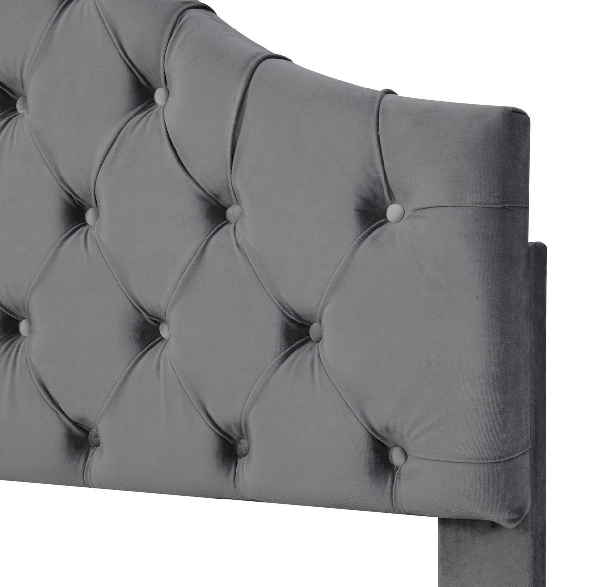 BETT mit Lattenrost 90x200 cm Samt Grau - Grau, Metall (90/200cm) - Beauniv