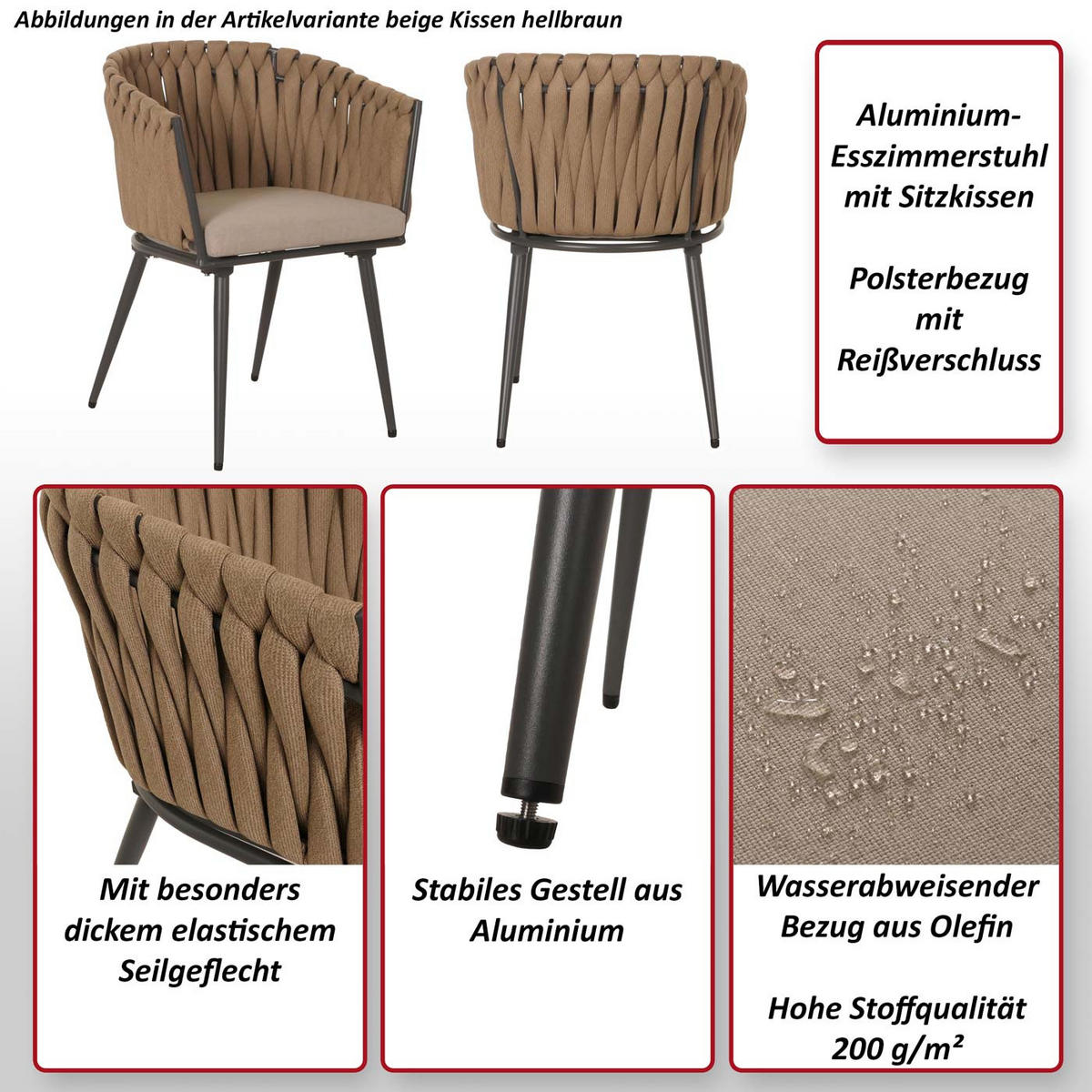 ESSZIMMERSTUHL Braun, Grau 6er-Set - Braun/Grau, Textil (61/82/57cm) - MCW