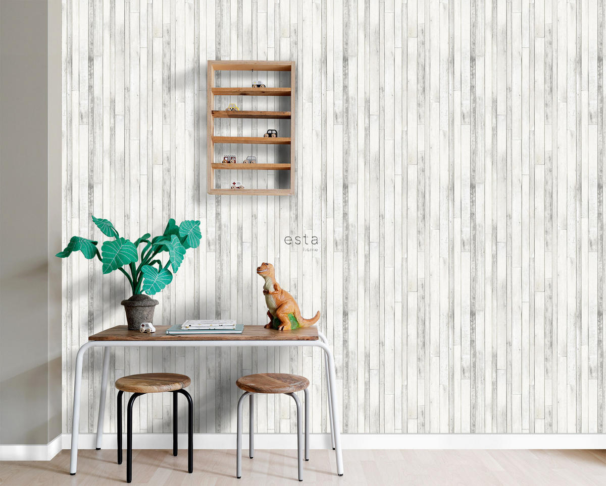 TAPETE Holz-Optik 53 cm x 10.05 m - Weiß, Papier (53/1000cm) - ESTAhome