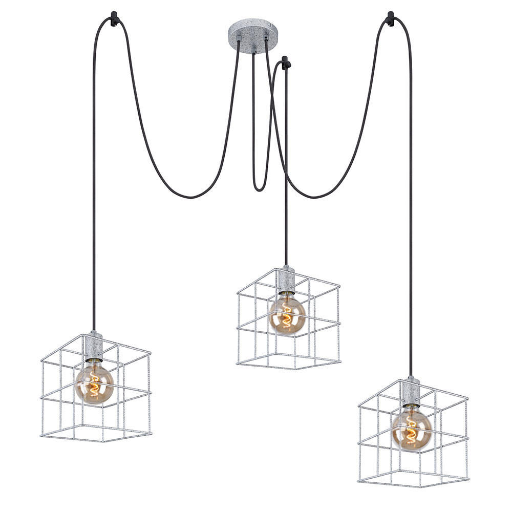 HÄNGELEUCHTE Metall Silber 3 Flammig Gitterschirme - Silberfarben, Metall (20/20/150cm) - Globo Lighting