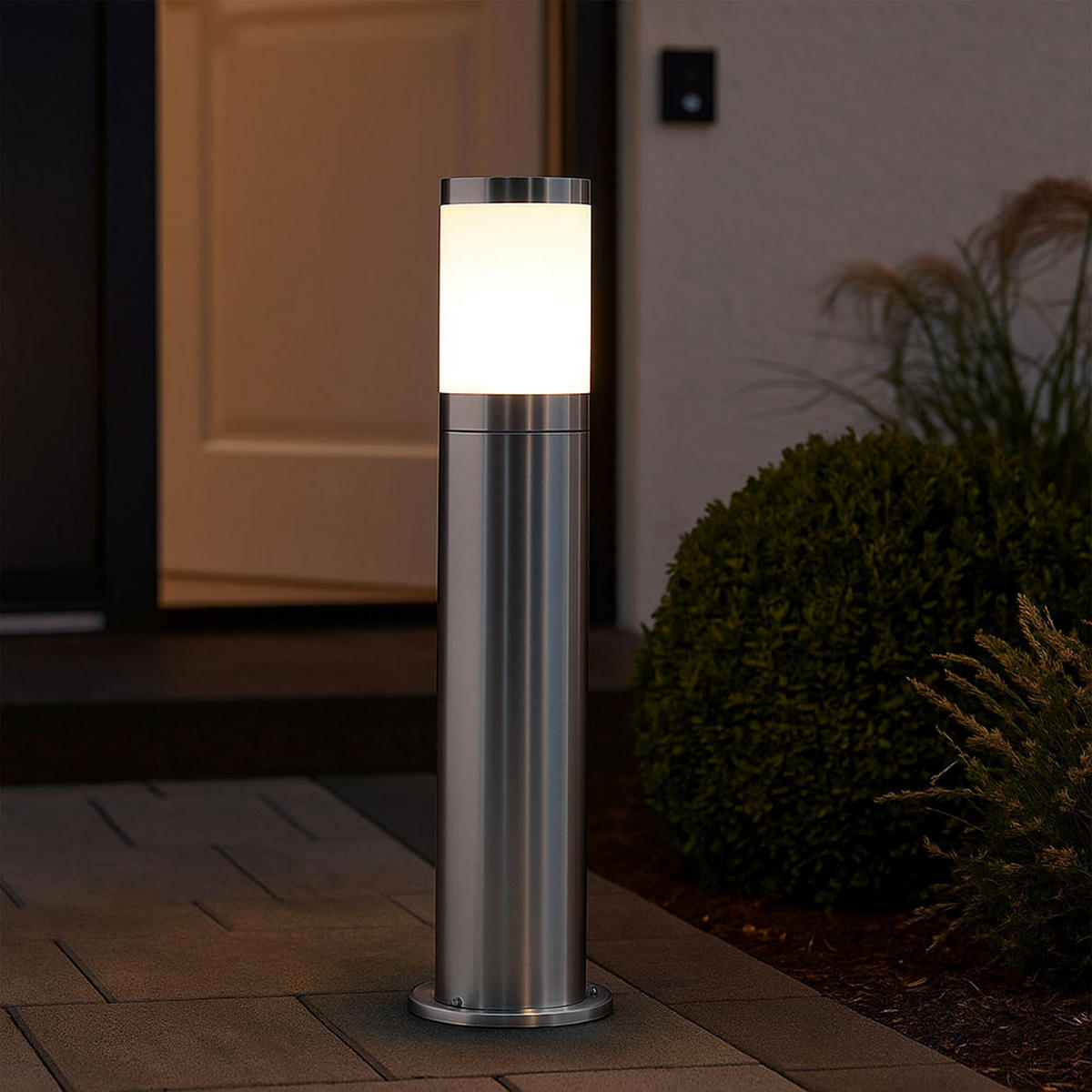 STEHLEUCHTE Edelstahl Silber opal - Silberfarben, Metall (10.2/10.2/50cm) - Globo Lighting