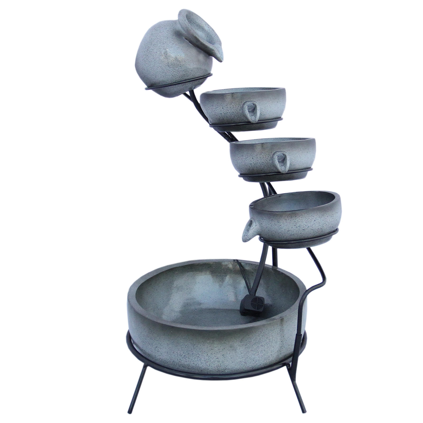 SOLAR-KASKADENBRUNNEN mit Akku - Grau, Keramik (44/50/44cm) - Monstershop