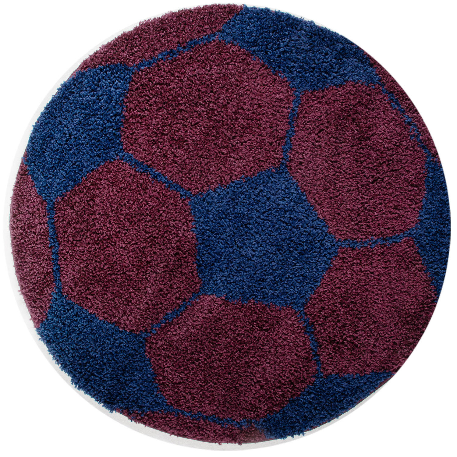 TEPPICH Kinder Hochflor Fußball Motiv Polypropylen Kinderzimmer Marineblau Rund 120x120 - Blau, Textil (120/120cm) - KADIMA DESIGN