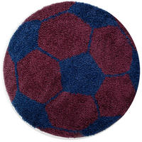 TEPPICH Kinder Hochflor Fußball Motiv Polypropylen Kinderzimmer Marineblau Rund 100x100 - Blau, Textil (100/100cm) - KADIMA DESIGN