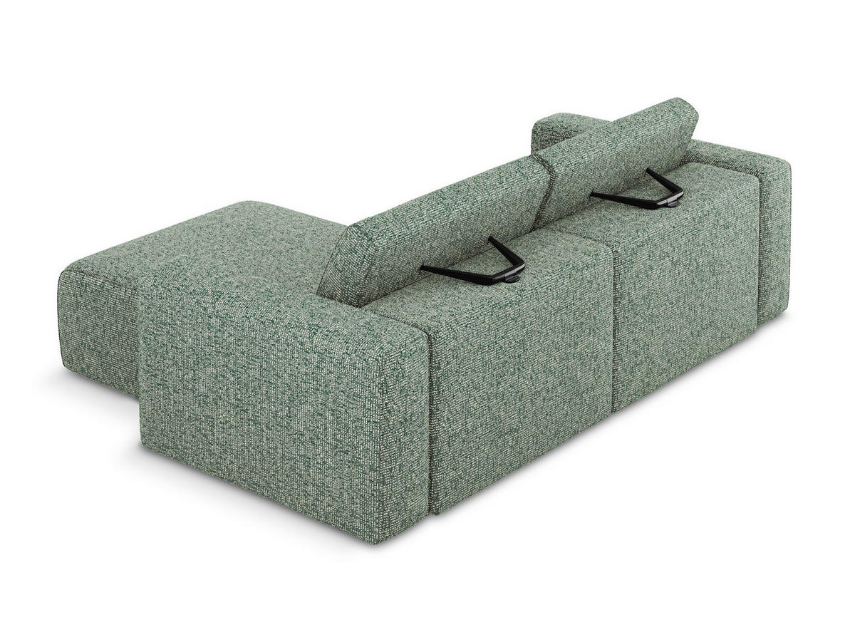 ECKSOFA Rechts Strukturstoff Stoff Grün - Schwarz/Hellgrün, Kunststoff/Textil (224/167cm) - Makamii