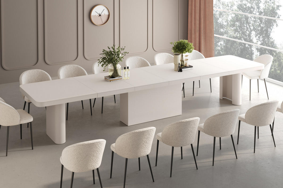 ESSTISCH rechteckig ausziehbar XXL Cashmere matt 160/100/75 cm - Creme, Holzwerkstoff (100/160/75cm) - designimpex