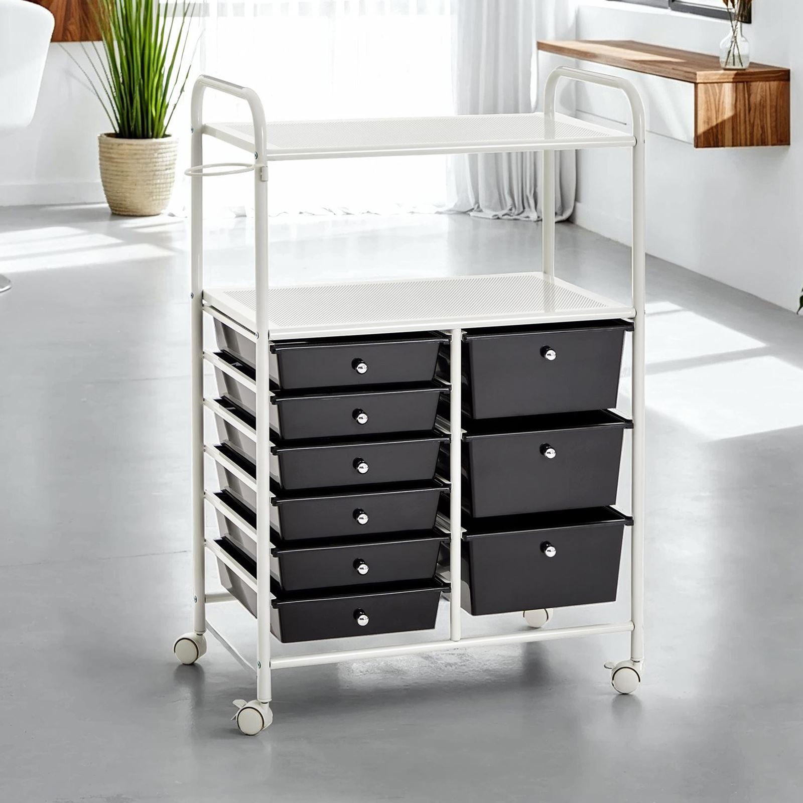 BADROLLWAGEN MARITA - Schwarz/Weiß, Kunststoff/Metall (63/97/39cm) - IDIMEX