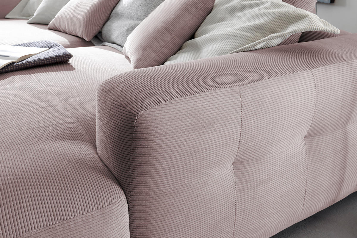 BIG SOFA MIKA Pink Cord - Pink/Schwarz, Kunststoff/Textil (300/86/167cm) - KAWOLA
