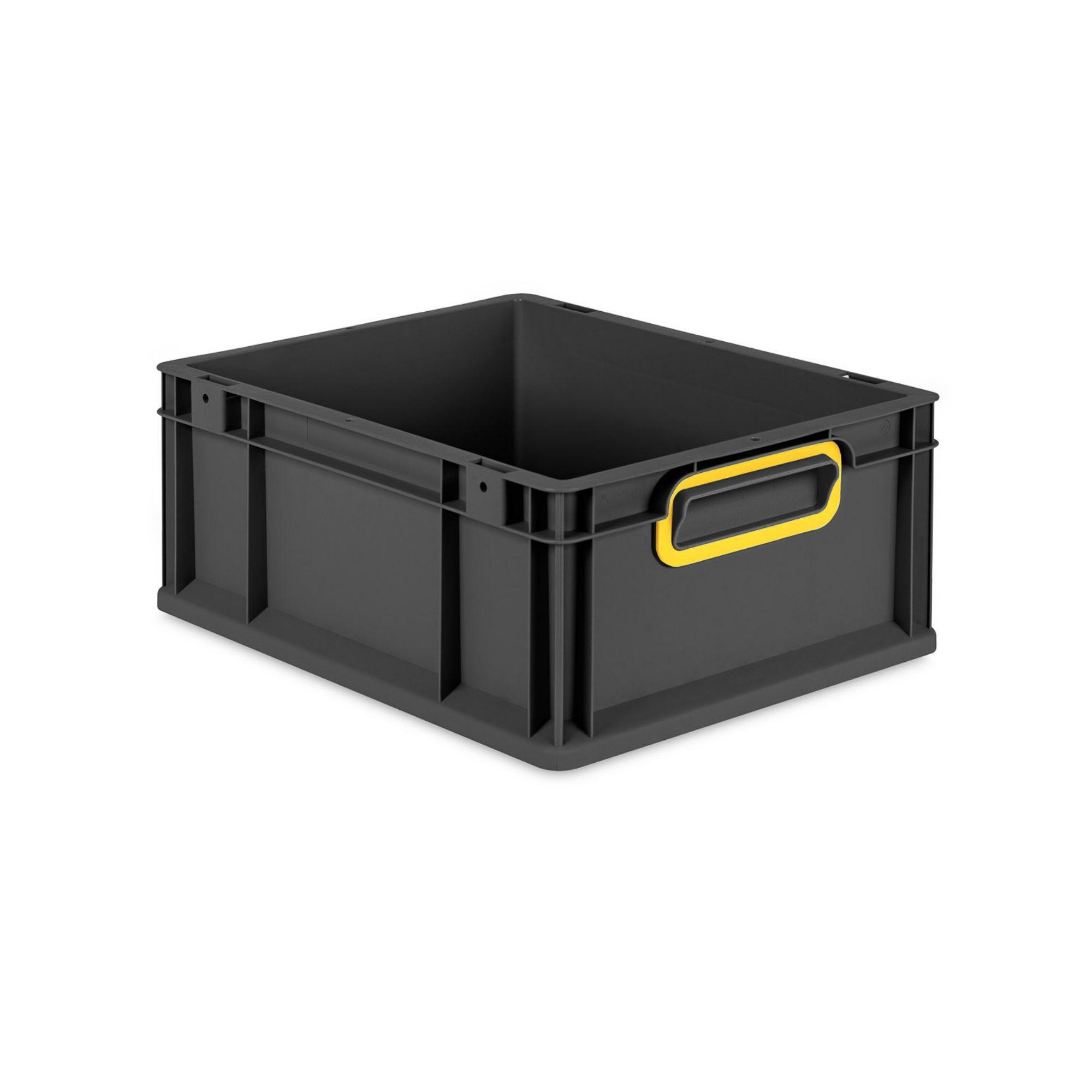 EUROBOX NextGen Color 17x30x40 cm 16 Liter Griffe gelb zu, Schwarz - Gelb/Schwarz, Kunststoff (30/17/40cm) - PROREGAL