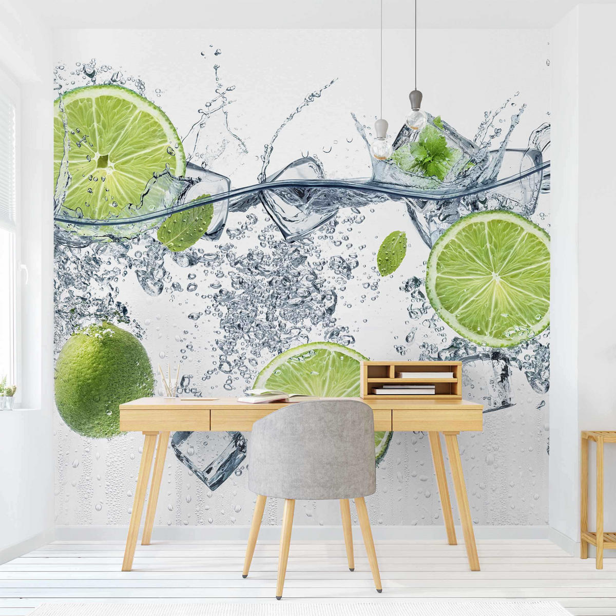 FOTOTAPETE Erfrischende Limette 288/288 cm - Weiß, Papier (288/288cm) - Bilderwelten