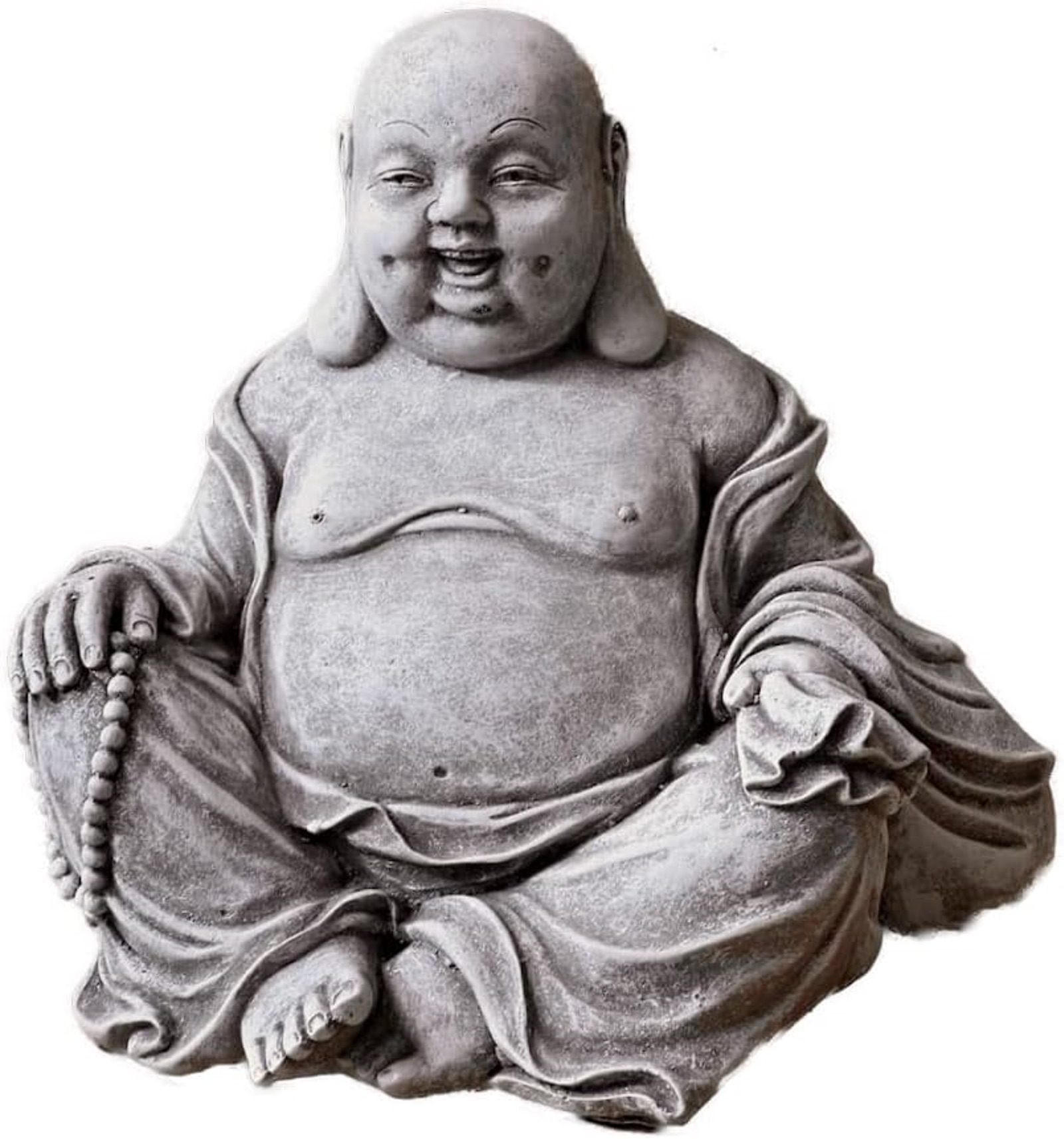 STEINFIGUR Dicker Buddha sitzend frostfest Steinguss - Grau, Stein (19/17/14cm) - stoneandstyle