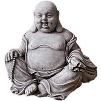 STEINFIGUR Dicker Buddha sitzend frostfest Steinguss - Grau, Stein (19/17/14cm) - stoneandstyle