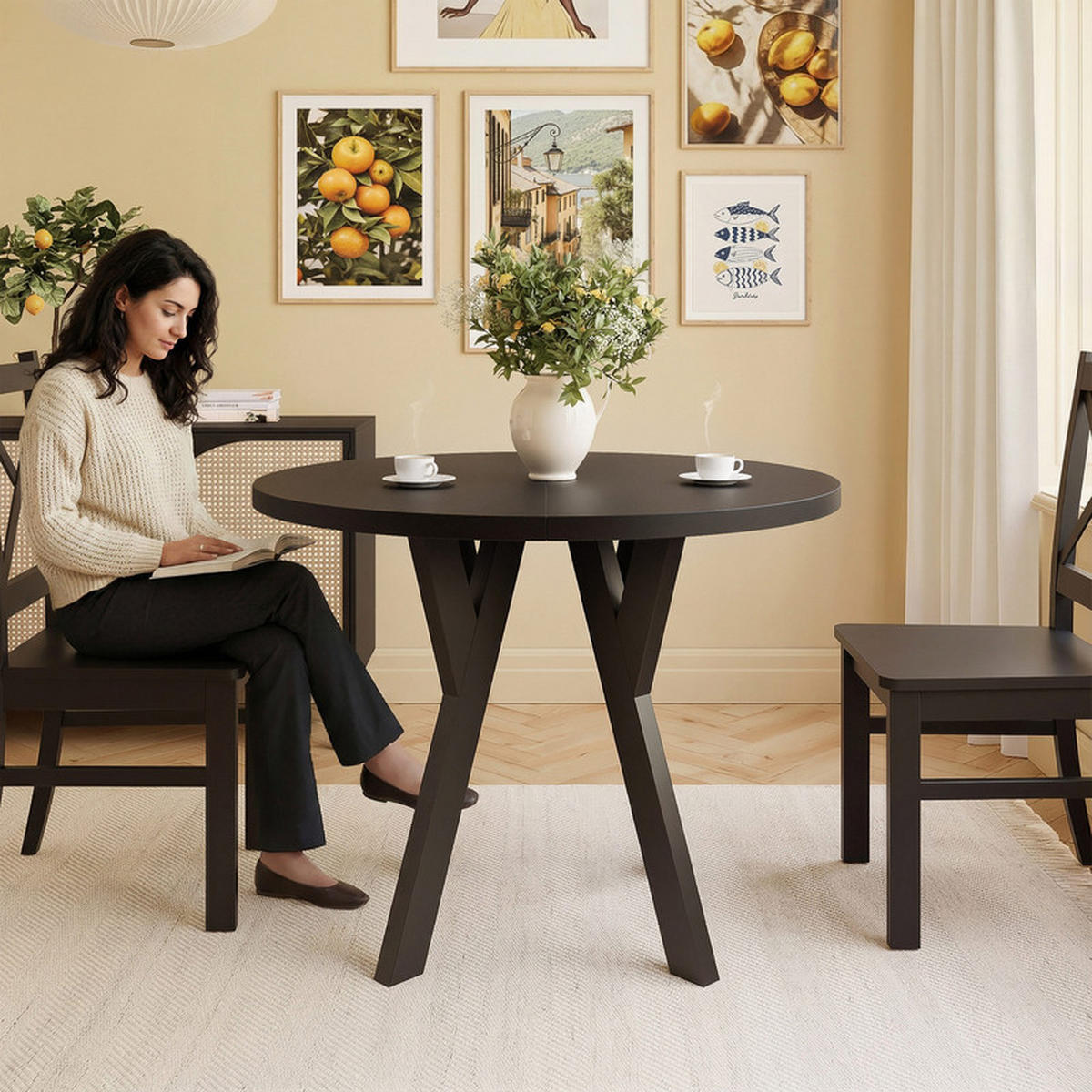 AUSZIEHTISCH YARA 90-130/76,5 cm Schwarz - Schwarz, Holzwerkstoff (90/90/76.5cm) - Idohome