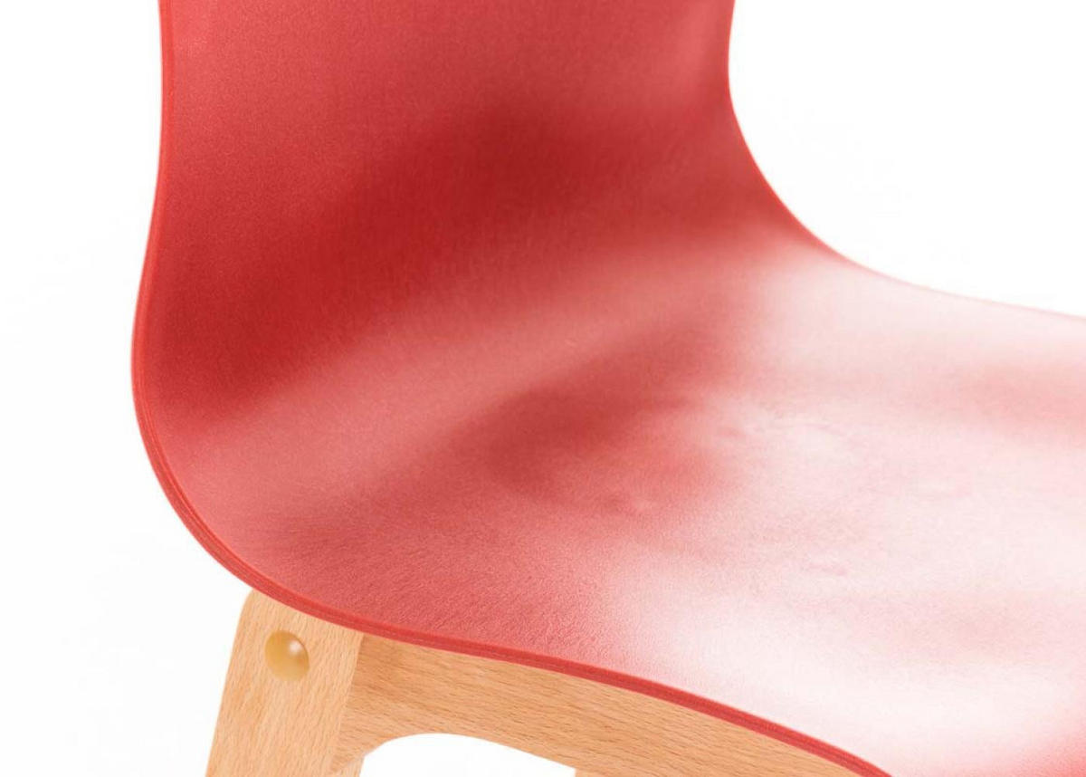 BARHOCKER 2er Set Holz rot - Eukalyptusholzfarben/Rot, Holz (41/101/46cm) - CLP