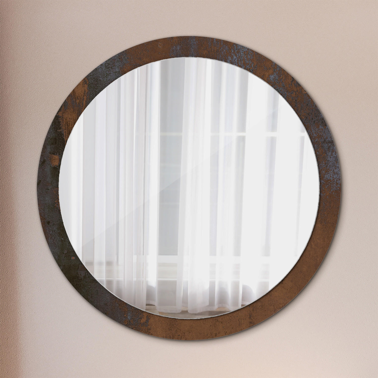 SPIEGEL Ø100 cm Rund mit Aufdruck - Dunkelbraun, Glas (100/100/0.4cm) - TULUP