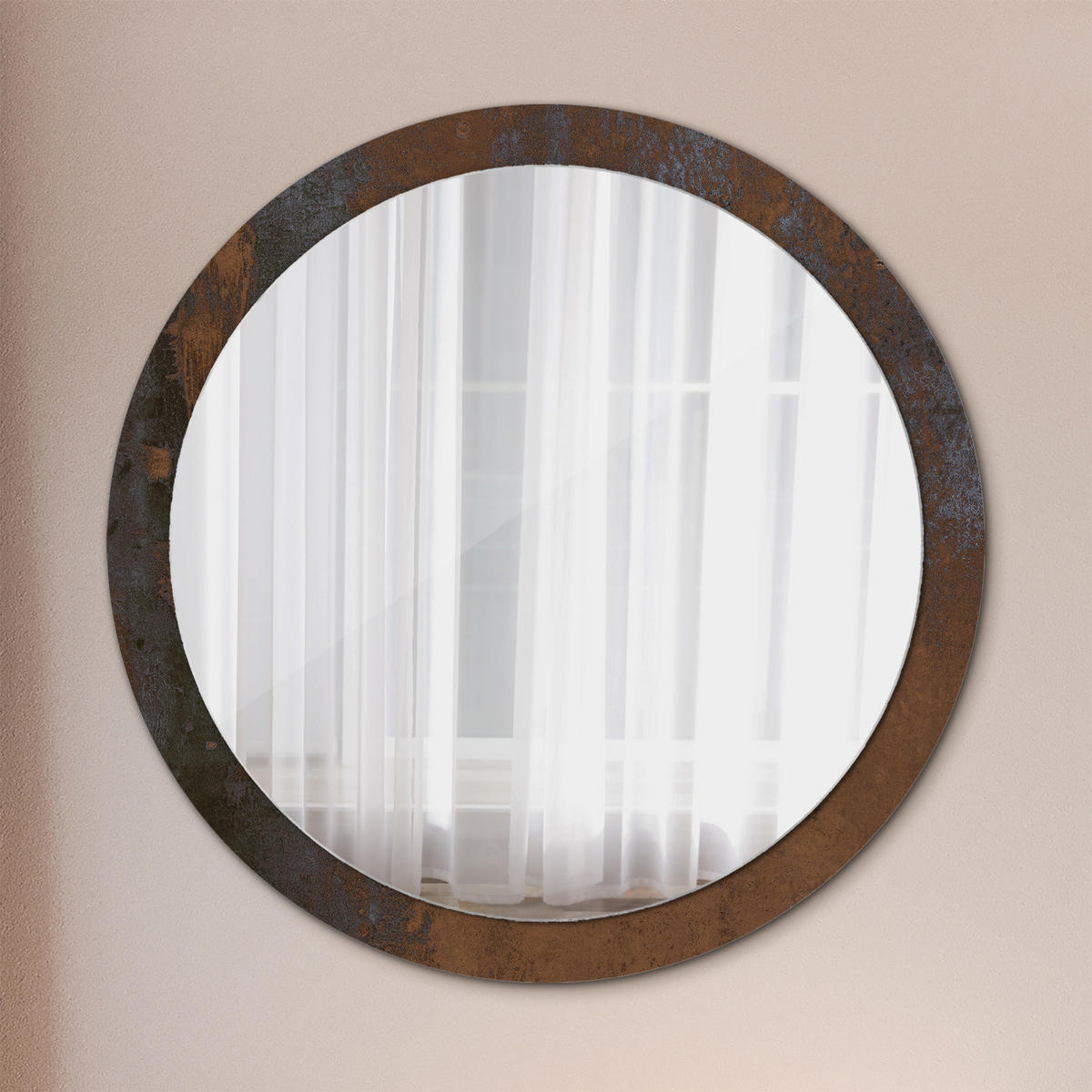 SPIEGEL Ø100 cm Rund mit Aufdruck - Dunkelbraun, Glas (100/100/0.4cm) - TULUP