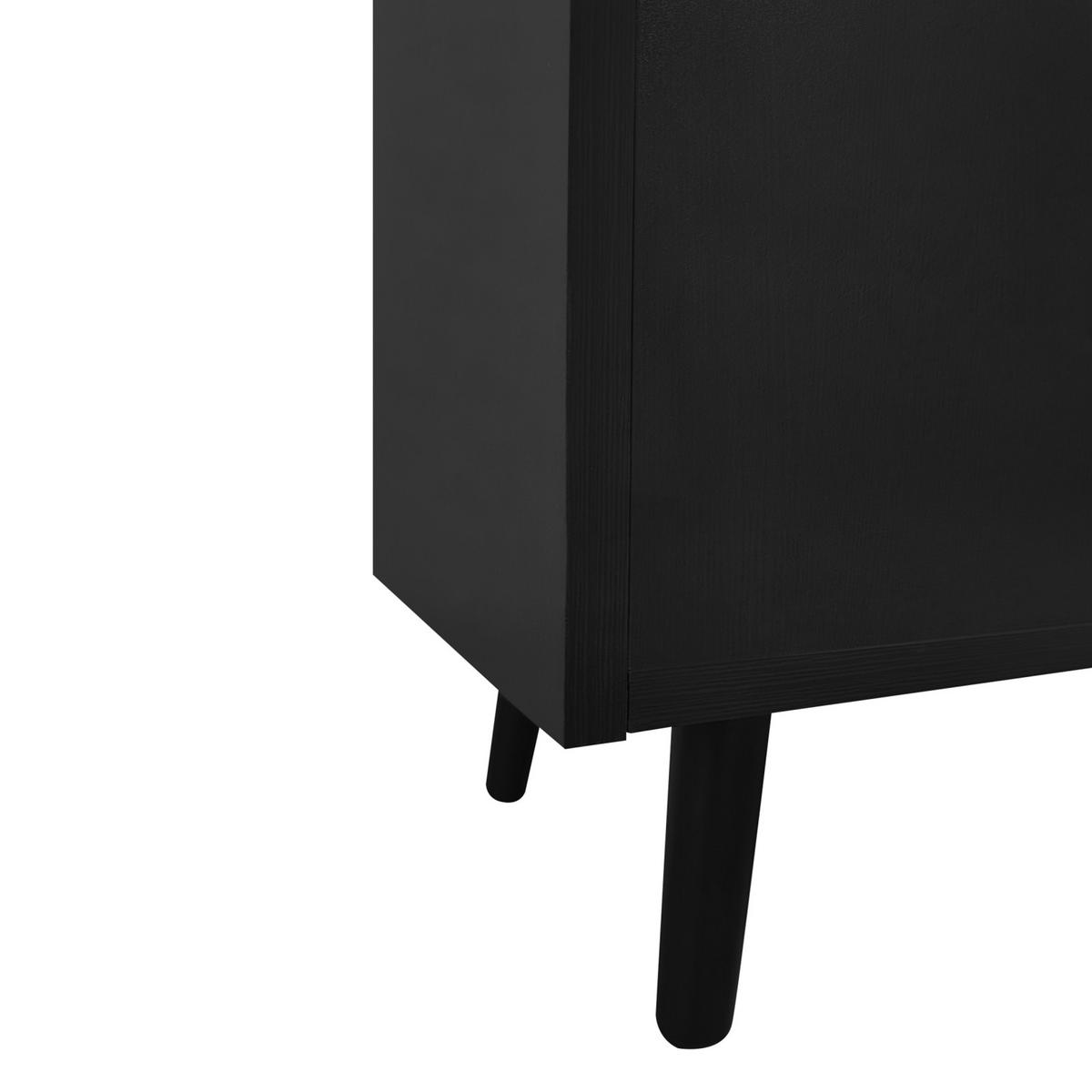 SCHUHKOMMODE Schwarz mit Sitzkissen, Stauraum und 3 Türen, Schuhkipper für Flur - Schwarz, Holz (100/68/34cm) - PARAFTA HOME