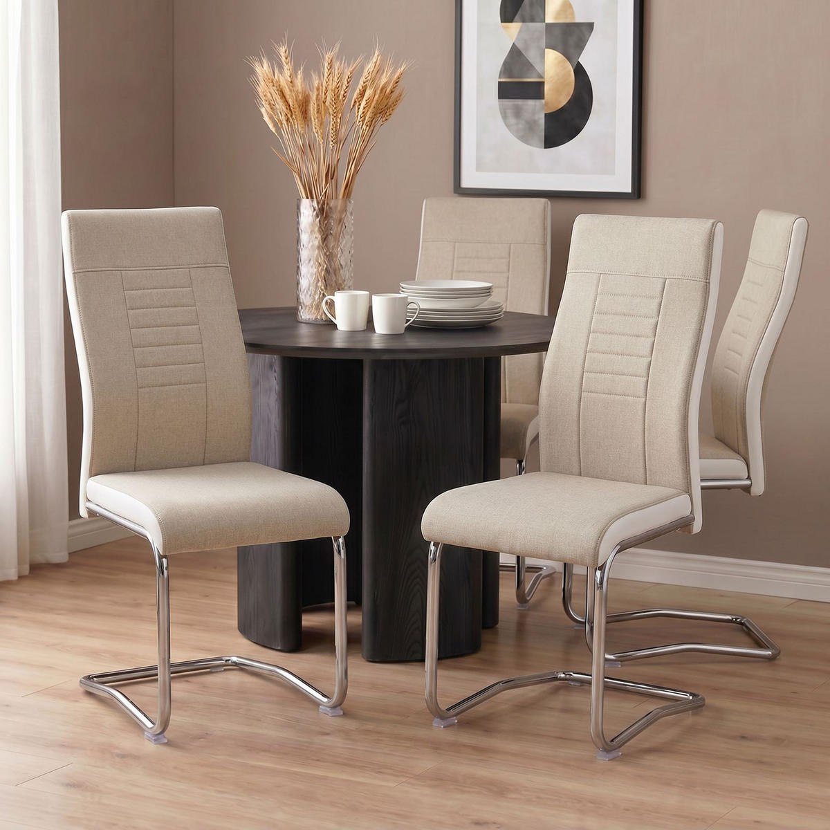 ESSZIMMERSTUHL ALBA 4ER-SET - Beige, Textil (43/98/57cm) - CARO-Möbel
