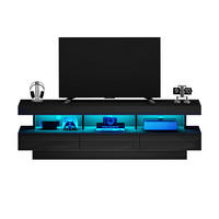 TV-ELEMENT in Schwarz TV-Ständer mit 3 Schubladen, LED-Beleuchtung , geeignet für das Wohnzimmer. Maße: 160 cm (B) / 38 cm (T) / 50,5 cm (H) - Schwarz, Holzwerkstoff (160/50.5/38cm) - STILVORA