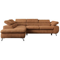ECKSOFA PETER L Orange Struktur - Links Seite - Schwarz/Orange, Textil/Metall (208/273cm) - MKS