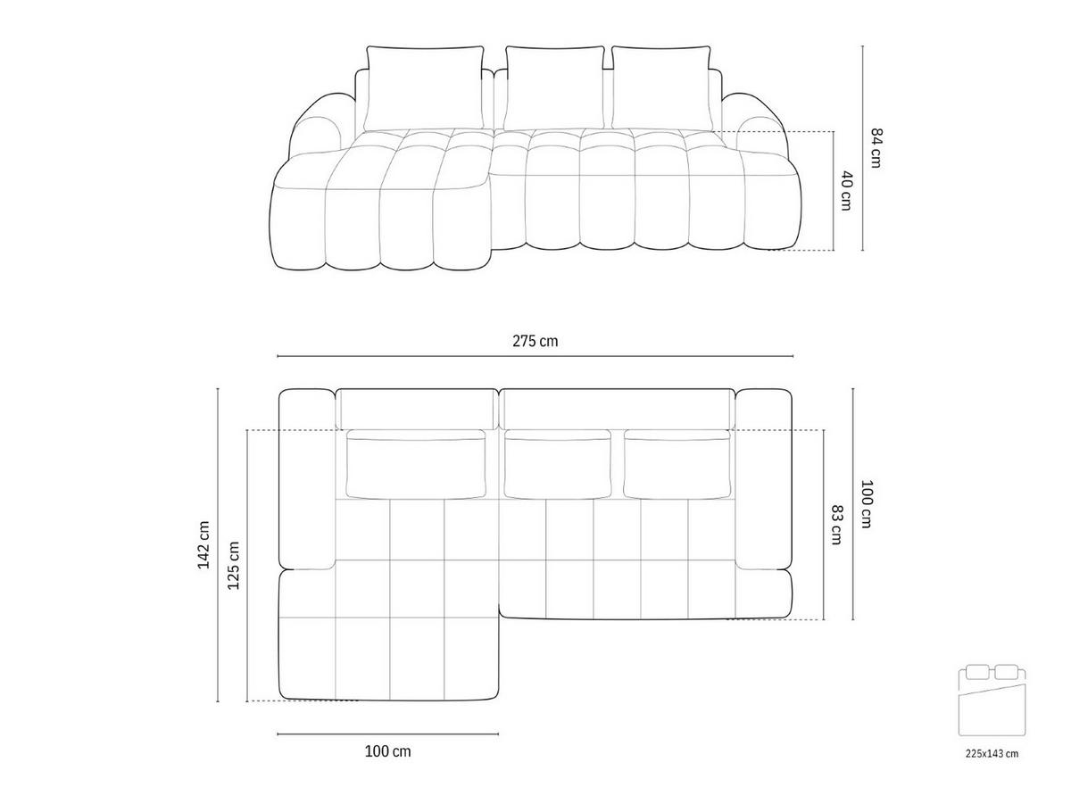 AUSKLAPPBARES-ECKSOFA links mit Container Linz aus strukturiertem Stoff dunkelblau 3 Sitzplätze - Dunkelblau, Textil (142/275cm) - Cosmopolitan Design