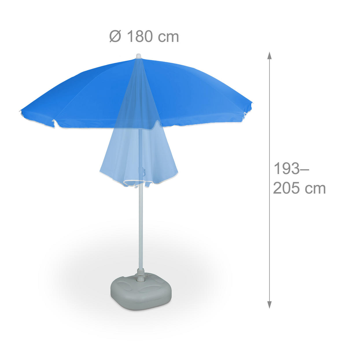 SONNENSCHIRM - Blau, Textil/Metall (180/180cm) - Relaxdays