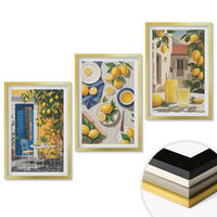 WANDBILDER 3er Set - 40x60 cm Goldrahmen - Zitronengarten mit Getränken - Goldfarben, Kunststoff (40/60cm) - ArtPrintCave