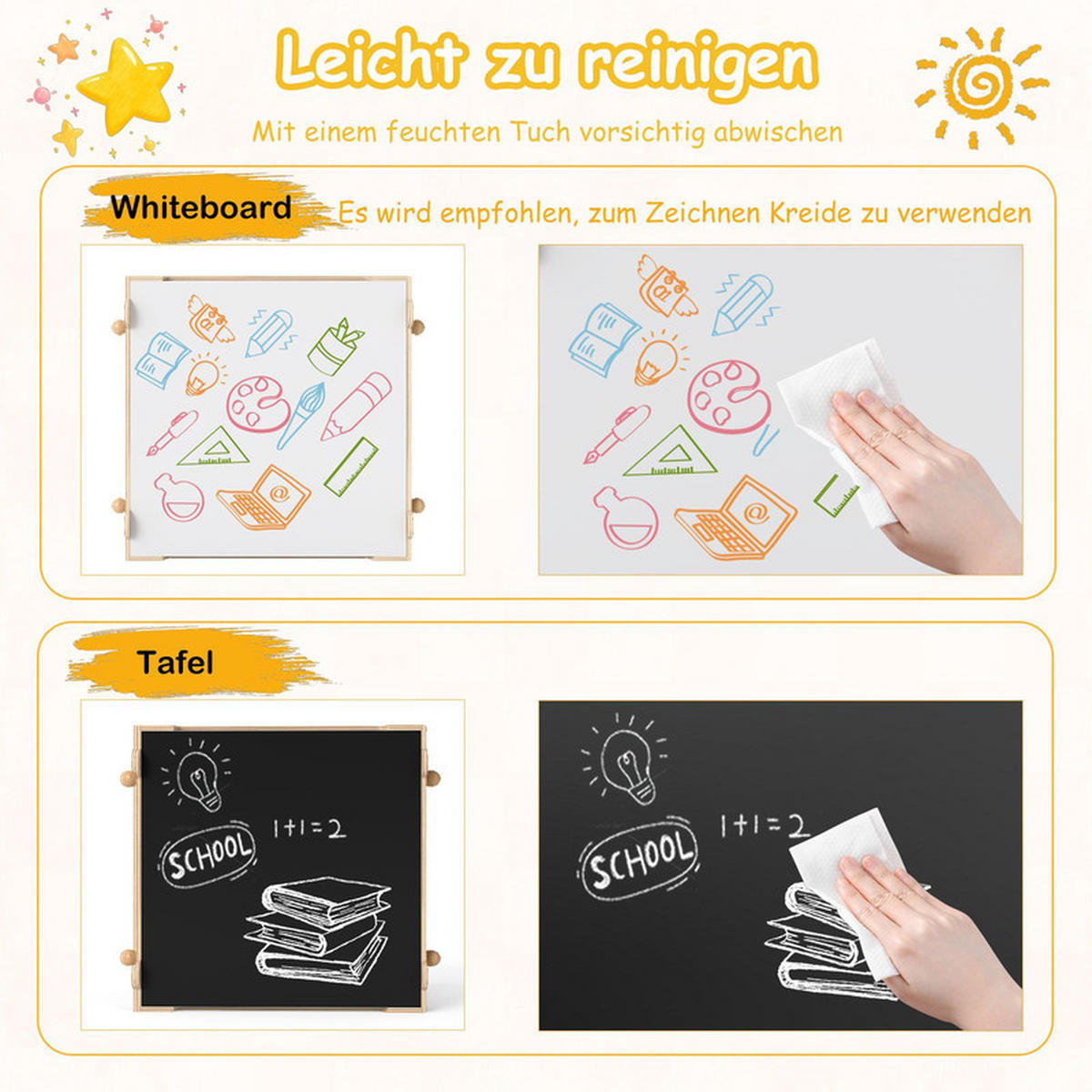 KINDERTISCH mit Stühlen natur(3-tlg) - Naturfarben, Holzwerkstoff (60/49/60cm) - COSTWAY