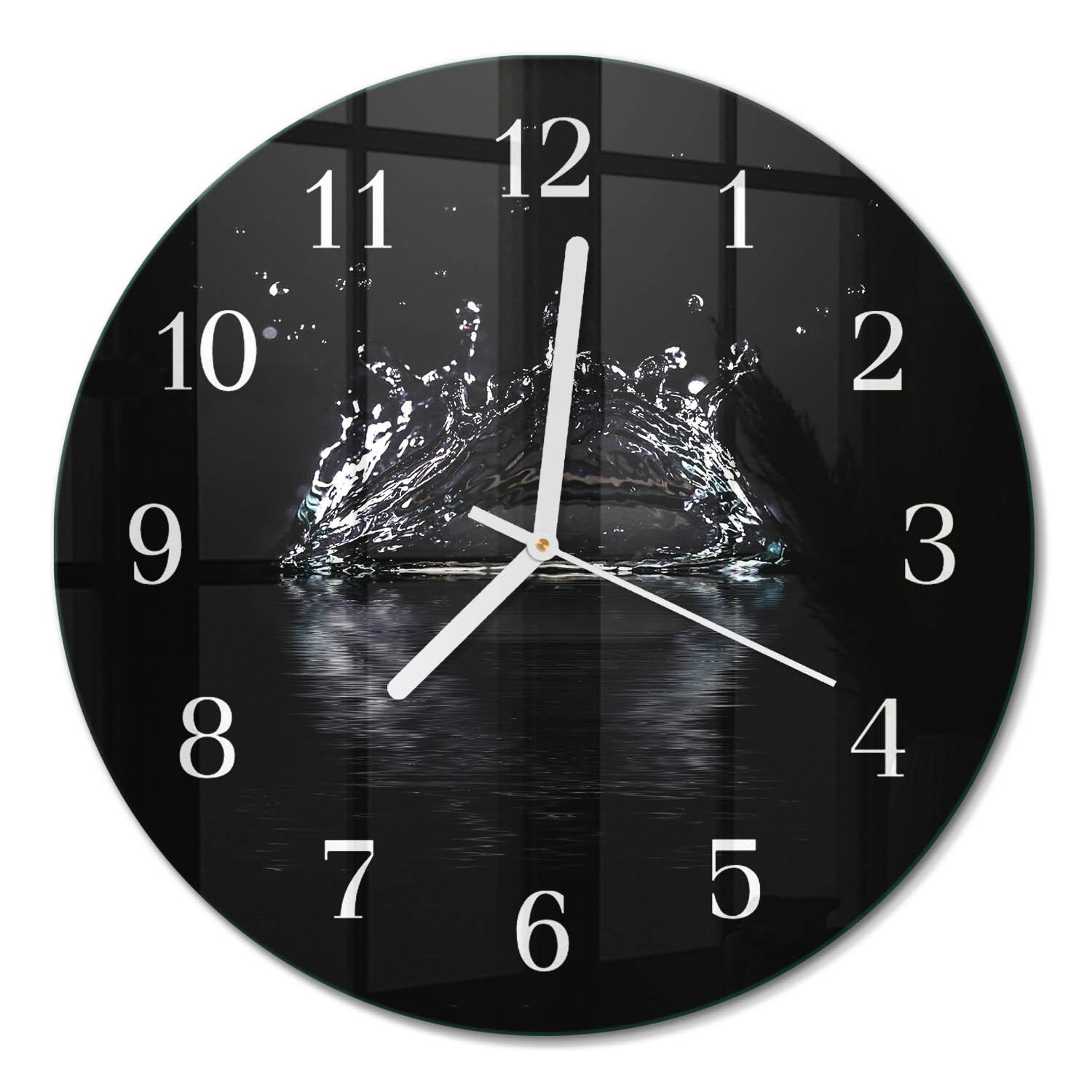 WANDUHR fi30 cm - Wasser - Schwarz, Glas (30/30/0.4cm) - TULUP