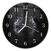 WANDUHR fi30 cm - Wasser - Schwarz, Glas (30/30/0.4cm) - TULUP