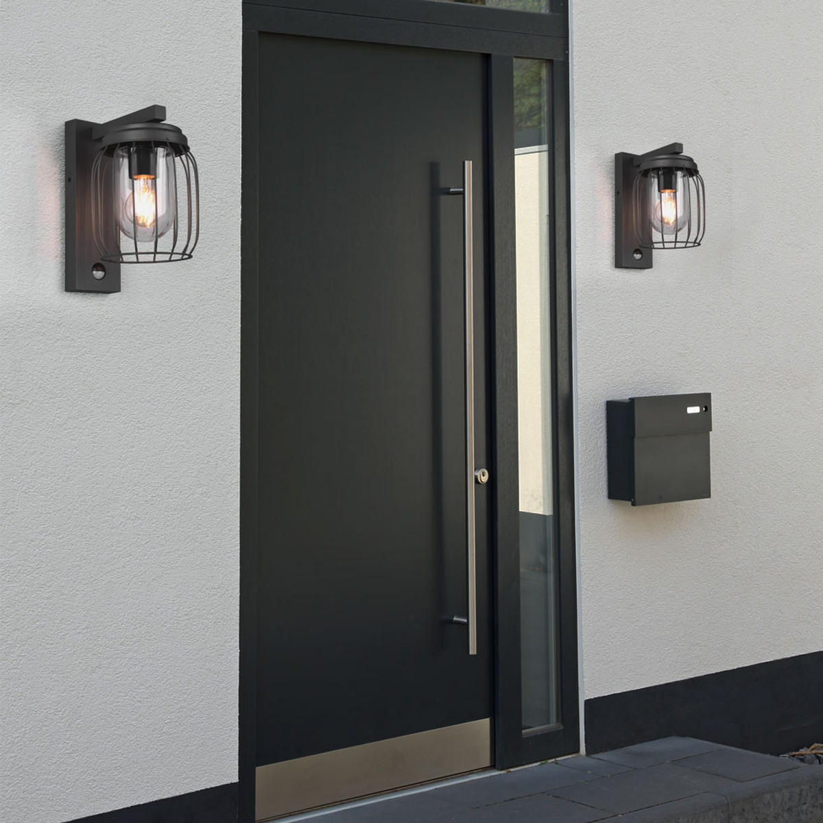 LED AUSSEN-WANDLEUCHTE Anthrazit Gitteroptik - Anthrazit, Glas (16.5/28/23.5cm)