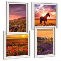 BILDER SET 4er Set - 50x50 cm & 40x60 cm Weißer Rahmen - Berglandschaft Rosslavendel - Weiß, Kunststoff (50/50cm) - TULUP