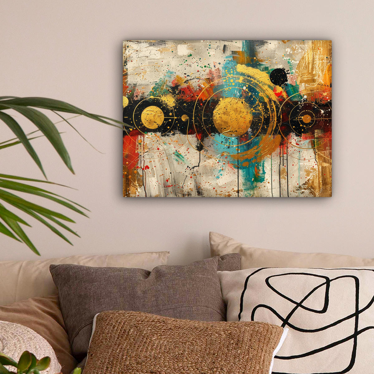 LEINWANDBILD - Abstrakt - Kunst - Gold - Modern - 40x30 - Wanddeko - Multicolor, Textil (40/30cm) - MuchoWow