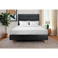 KOPFTEIL gepolstert - Gesteppt – schwarzer Bouclé-Stoff - 200 cm - Beige/Schwarz, Karton/Holz (200/120/10cm) - Sommeil de Plomb
